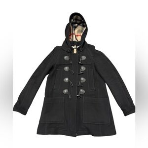 Burberry Brit Plaid Coat with Red and Blue Accents